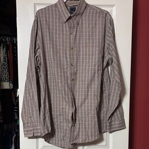 Arrow Men's Marin and White Checkered Button-Down Shirt large tall 16 1/2-17